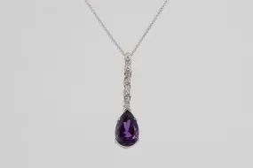 18" 14k White Gold 0.05tcw Diamond 3.94tcw Amethyst Necklace (5.89g.)