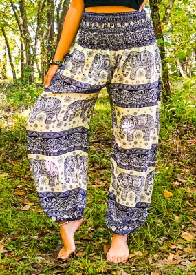 Blue Big Elephant Harem Pants