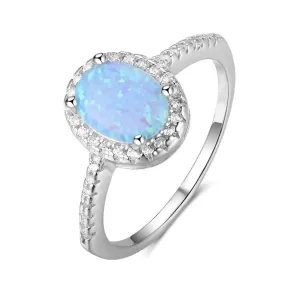 Blue Opal Stone Wedding Ring