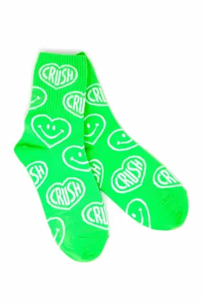 CRUSH Smile Heart Print Crew Cotton Socks