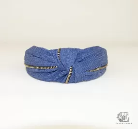 denim zipper headband