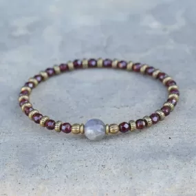 Garnet and Labradorite Delicate Bracelet