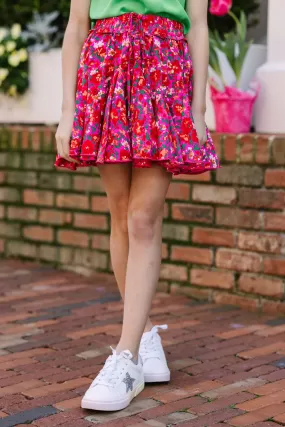 Girls: Make My Day Pink Ditsy Floral Skort