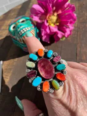 Multi Color Cluster Ring Sz 10