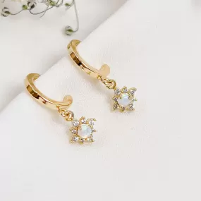 Opal Hoop Flower Earrings