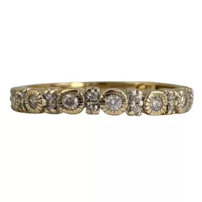 P R E - L O V E D // diamond hopscotch / 10k yellow gold floral diamond half eternity band / size 7