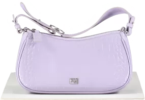 Parisa Wang New York Purple Lilac Croc Embossed Carrie Baguette Bag