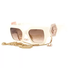 Philipp Plein SPP103S Sunglasses Ivory / Brown Gradient Women's