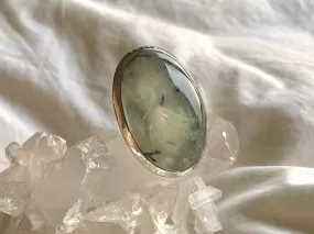 Prehnite with Epidote Naevia Ring - XLarge Oval (US 8)