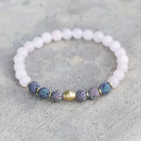 Rose Quartz and Lava Stone Aromatherapy Bracelet