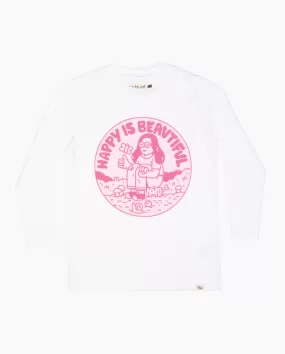 TGC Happy Is Beautiful White LS Tee