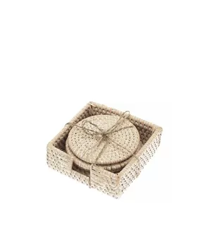 White Rattan Coasters - Set of 4