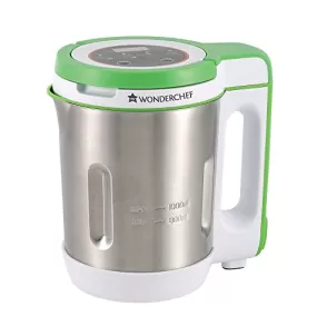 Wonderchef Automatic Soup Maker | 1.0 Litre | 800 Watts Heater | SS Blades & Bowl (Jug) | Soup in just 20 mins | 2 Years Warranty | White, Green & steel